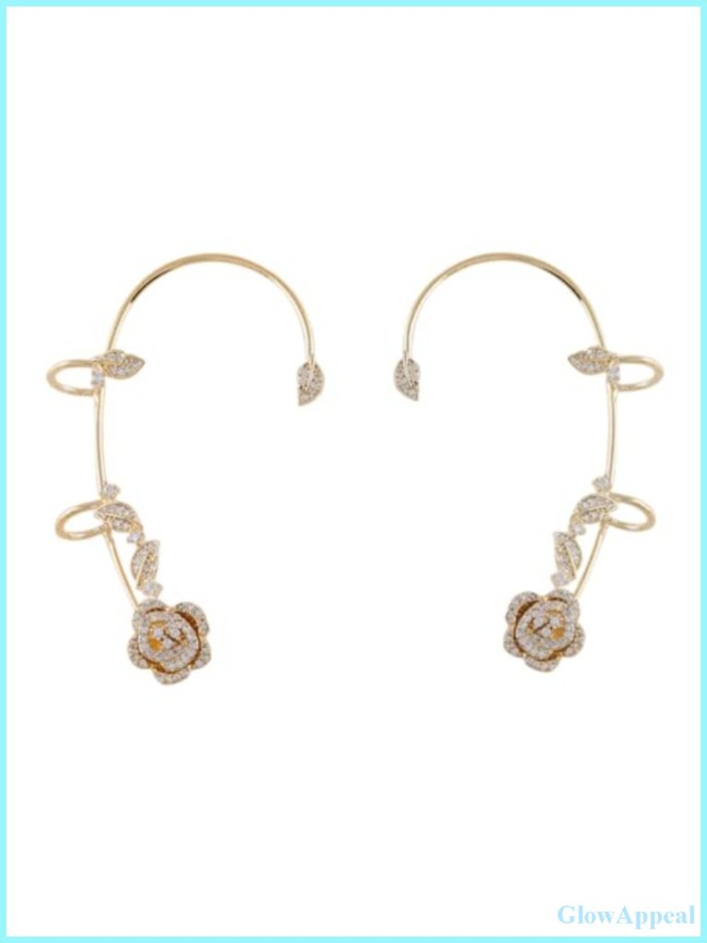Clip-On Earrings Without Pierced Ears Rose Flower Design Zircon Adjustable